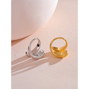 Anel Ajustável Bold com Design Fluido em Aço Inoxidável Premium 316L - Banhado a Ouro 18k
