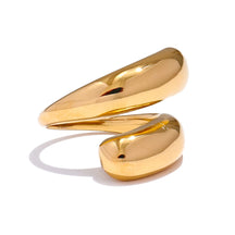 Anel Ajustável Bold com Design Fluido em Aço Inoxidável Premium 316L - Banhado a Ouro 18k