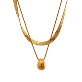 Colar Duplo Gota em Aço Inoxidável Premium Banhado a Ouro 18K