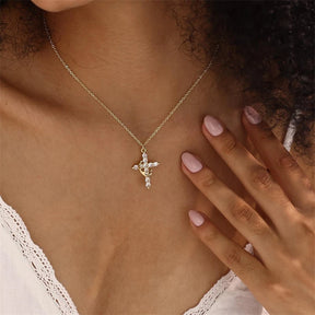 Colar Antiansiedade Pingente Cruz Banhado a Ouro 18K