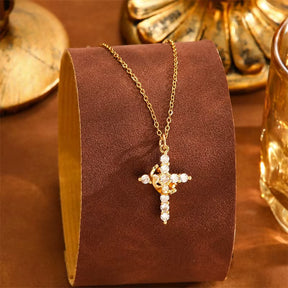 Colar Antiansiedade Pingente Cruz Banhado a Ouro 18K