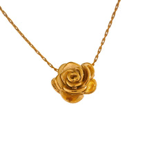 Colar com Pingente de Rosa Esculpida Banhado a Ouro 18k - Joia em Aço Premium