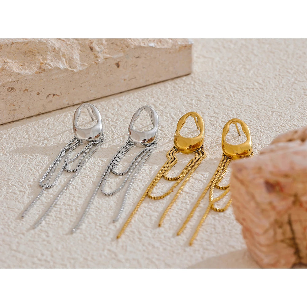 Brincos de Gota Inteiriça com Fecho de Encaixe em Aço Inoxidável Premium - Banhado a Ouro 18k