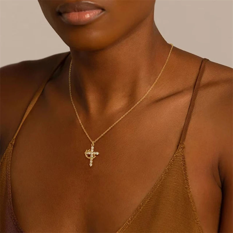 Colar Antiansiedade Pingente Cruz Banhado a Ouro 18K