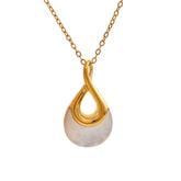 Colar Feminino de Luxo Pingente Gota – Banho Ouro 18k PVD em Aço Inoxidável Premium