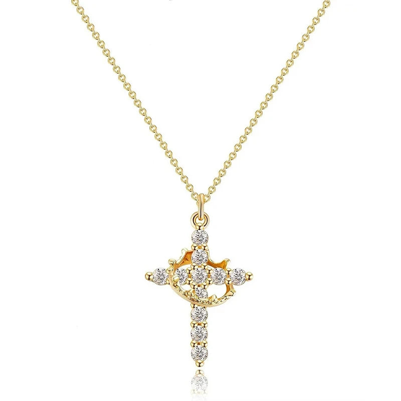 Colar Antiansiedade Pingente Cruz Banhado a Ouro 18K