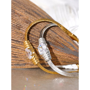 Pulseira Malha Italiana Gold com Ponto de Luz em Zircônia Luxo
