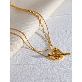 Colar de Dupla Camada com Detalhe Banhado a Ouro 18k - Aço Premium à Prova d'Água