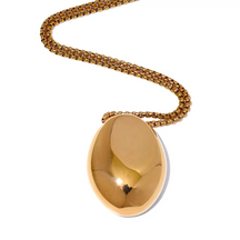 Colar Longo Veneziana com Pingente Oval Liso em Aço Inoxidável Premium 316L - Banhado a Ouro 18k