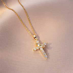 Colar Antiansiedade Pingente Cruz Banhado a Ouro 18K