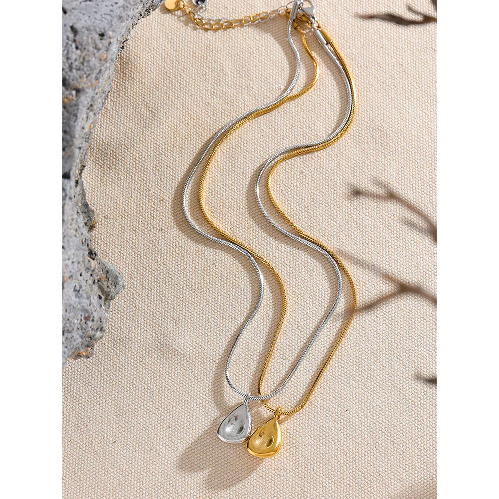 Colar de Corrente com Pingente de Gota Ajustável em Aço Inoxidável Premium - Banhado a Ouro 18k