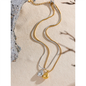 Colar de Corrente com Pingente de Gota Ajustável em Aço Inoxidável Premium - Banhado a Ouro 18k