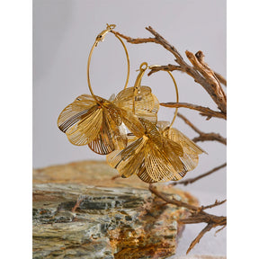 Brincos de Argola com Flor de Filigrana em Aço Inoxidável Premium 316L - Banhado a Ouro 18k