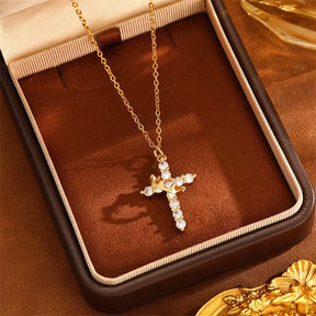Colar Antiansiedade Pingente Cruz Banhado a Ouro 18K