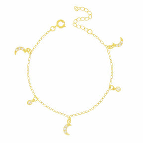 Pulseira Pingentes de Lua Banhado a Ouro 18K