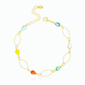 Pulseira com Zircônias Coloridas Banhado a Ouro 18K