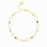 Pulseira com Zircônias Coloridas Banhado a Ouro 18K
