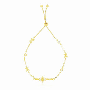 Pulseira Ajustável com Zircônias Banhado a Ouro 18K