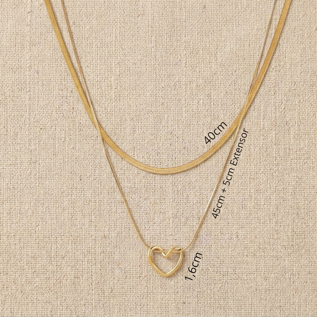 Presente Para Mãe - Colar Coração Banhado a Ouro com Cartão Mensagem